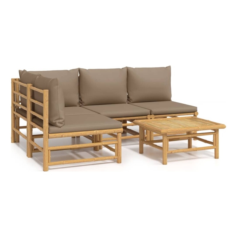 vidaXL 5 Piece Bamboo Medium Garden Lounge Set