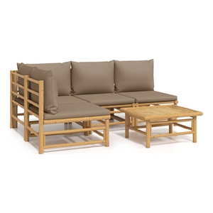 vidaXL 5 Piece Bamboo Medium Garden Lounge Set