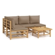 vidaXL 5 Piece Bamboo Medium Garden Lounge Set
