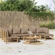 vidaXL 8 Piece Bamboo Large Garden Lounge Set in Natural