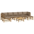 vidaXL 8 Piece Bamboo Large Garden Lounge Set in Natural