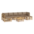 vidaXL 8 Piece Bamboo Large Garden Lounge Set in Natural