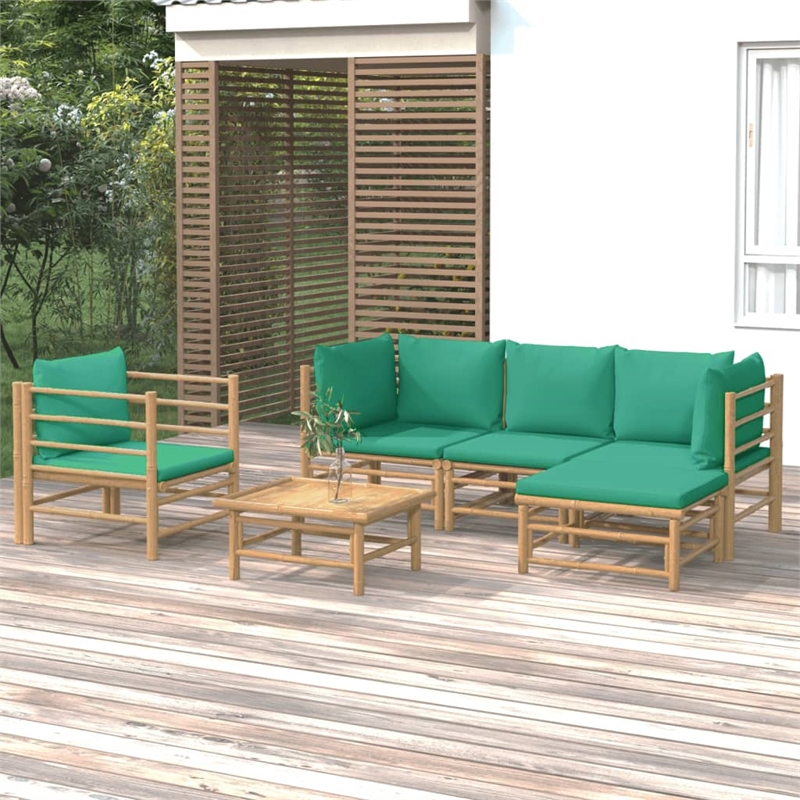 vidaXL 6 Piece Bamboo Small Garden Lounge Set in Green