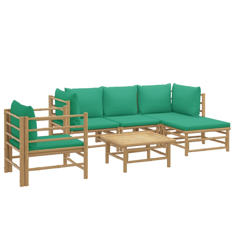 vidaXL 6 Piece Bamboo Small Garden Lounge Set in Green