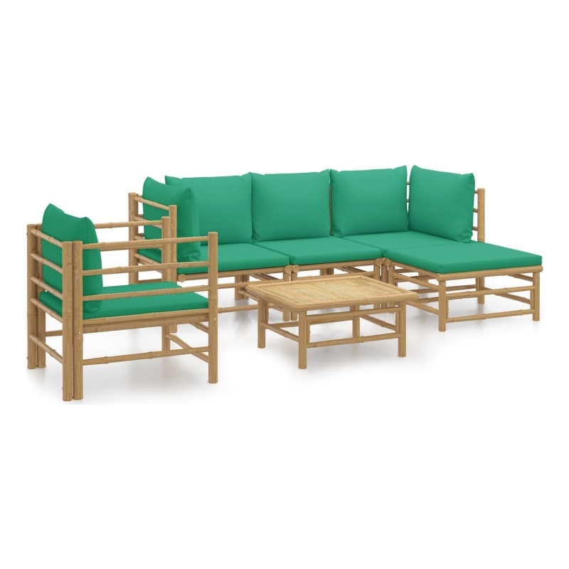 vidaXL 6 Piece Bamboo Small Garden Lounge Set in Green