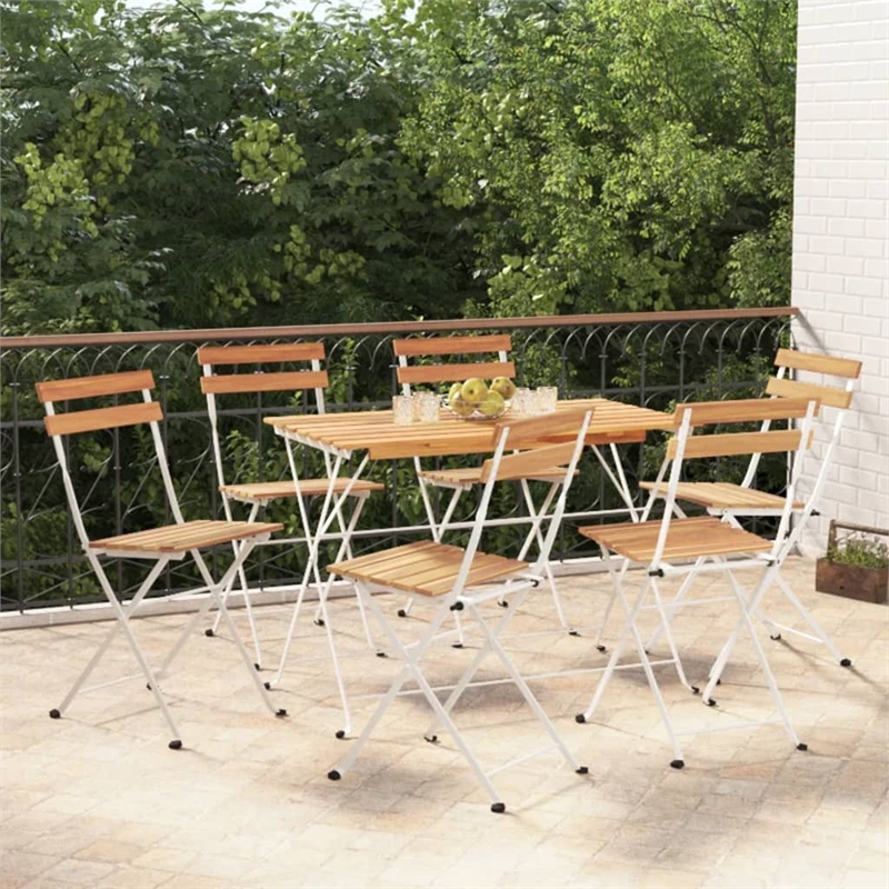 vidaXL Solid Acacia Wood Bistro Set in Natural