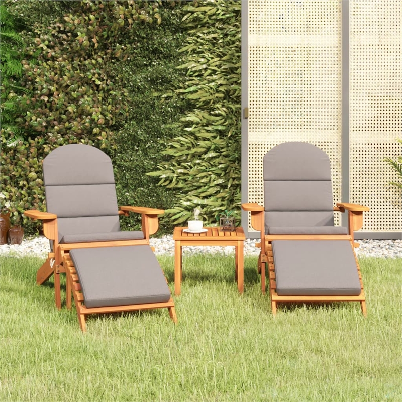 vidaXL 3 Piece Solid Acacia Wood Standard Garden Lounge Set in Natural