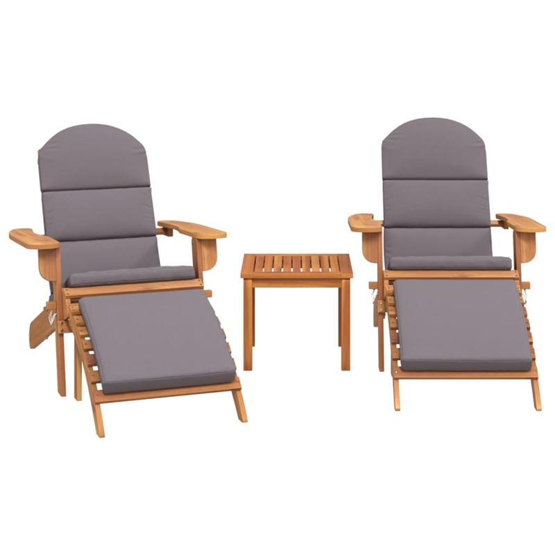 vidaXL 3 Piece Solid Acacia Wood Standard Garden Lounge Set in Natural