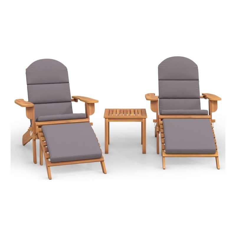 vidaXL 3 Piece Solid Acacia Wood Standard Garden Lounge Set in Natural