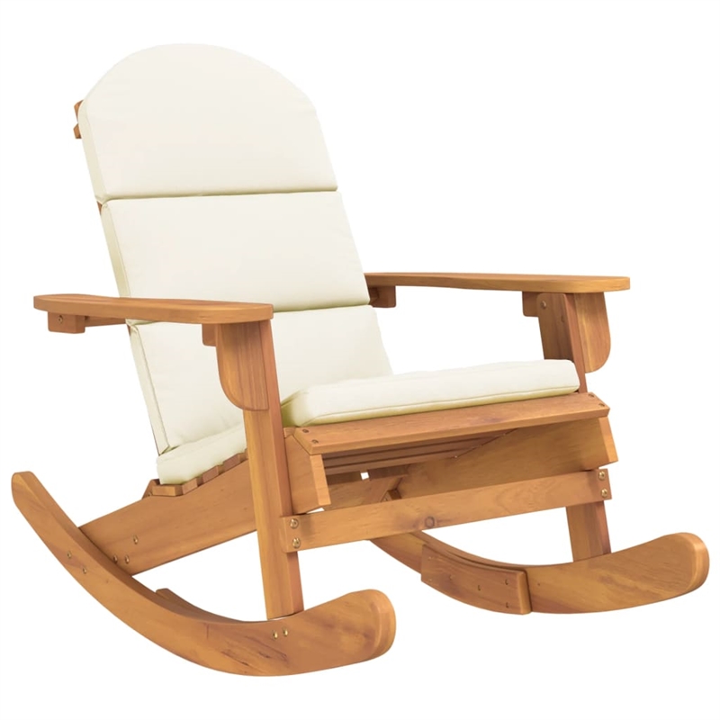 vidaXL 3 Piece Solid Acacia Wood Garden Lounge Set in White/Cream/Natural