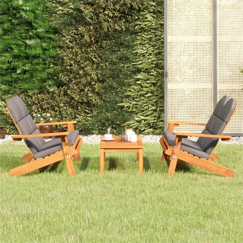 vidaXL Solid Acacia Wood Garden Lounge Set in Gray