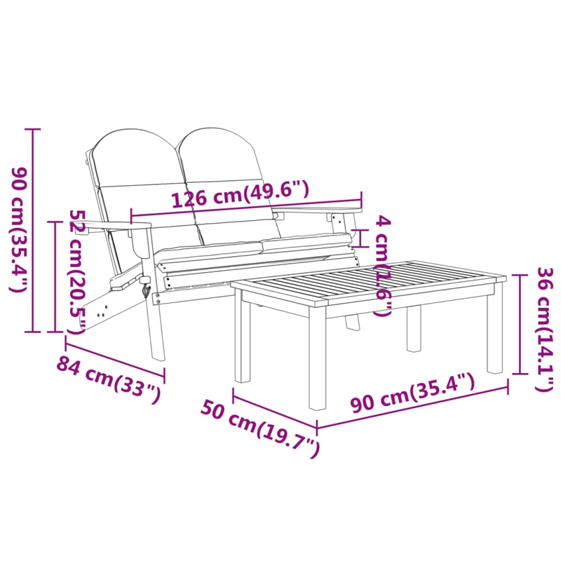 vidaXL Solid Acacia Wood Garden Lounge Set in Gray
