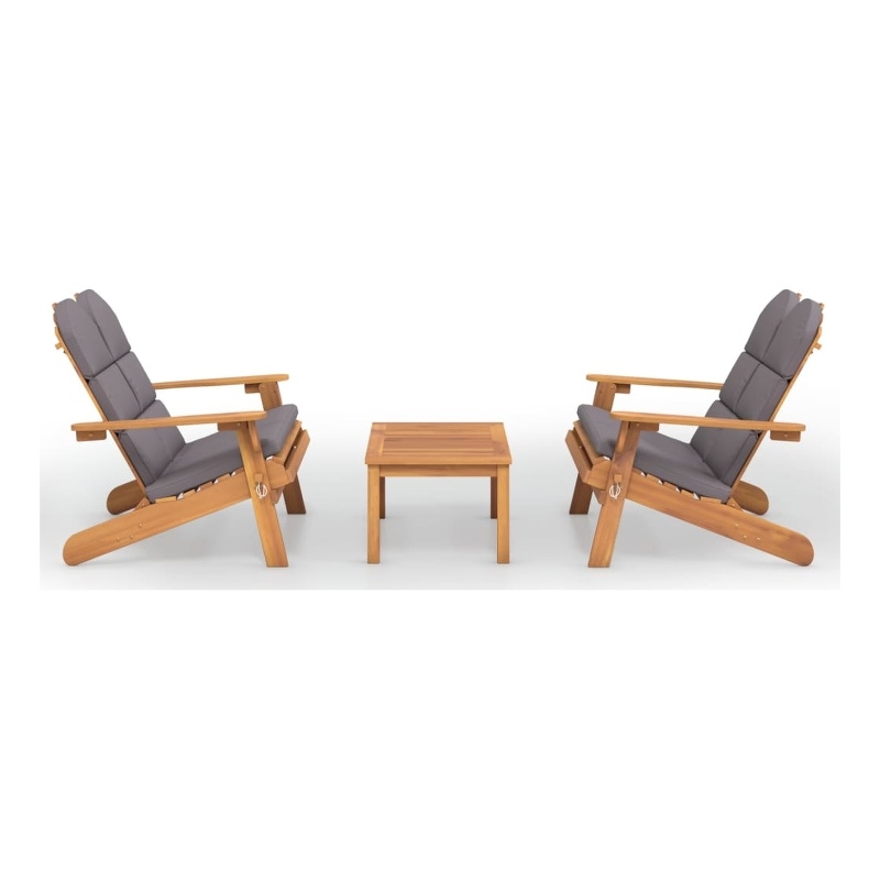 vidaXL Solid Acacia Wood Garden Lounge Set in Gray