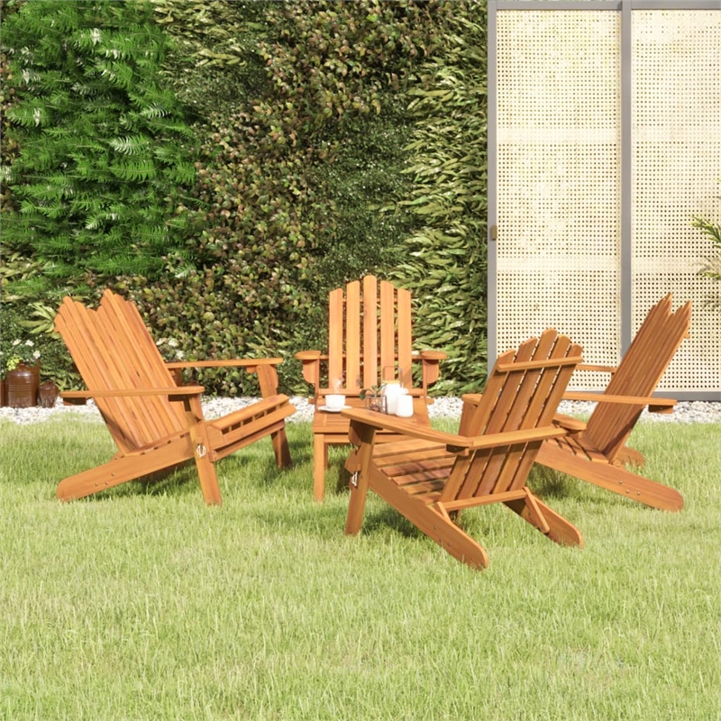 vidaXL 5 Piece Solid Acacia Wood Medium Garden Lounge Set in Natural