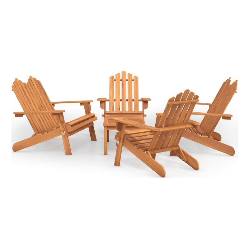 vidaXL 5 Piece Solid Acacia Wood Medium Garden Lounge Set in Natural