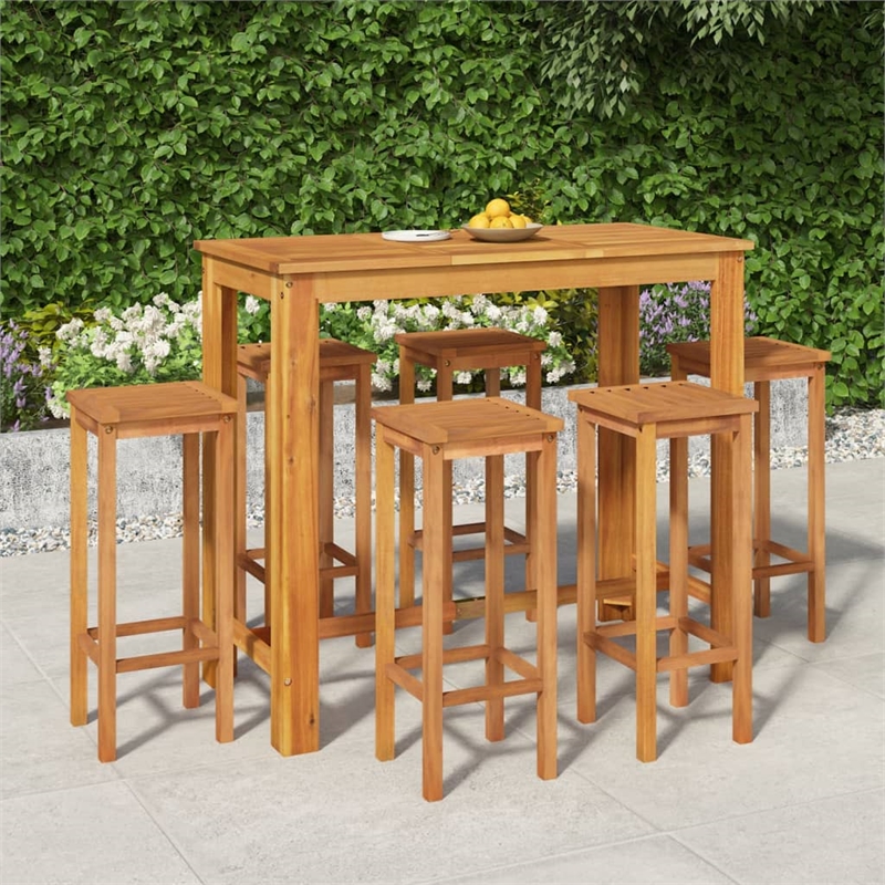 vidaXL 7 Piece Solid Acacia Wood Medium Bar Set
