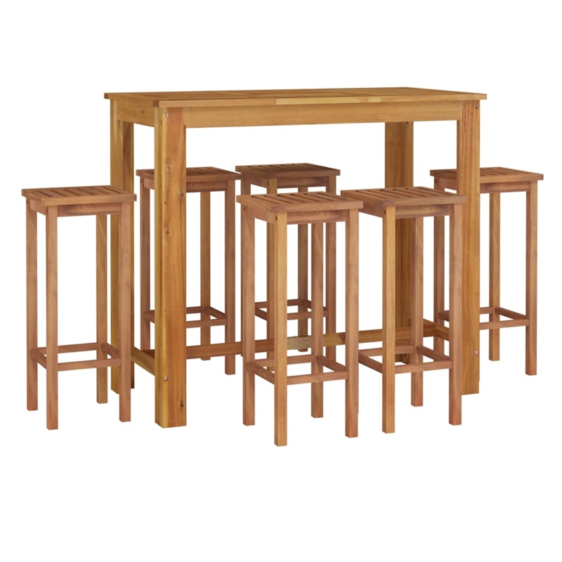 vidaXL 7 Piece Solid Acacia Wood Medium Bar Set