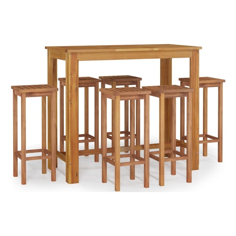 vidaXL 7 Piece Solid Acacia Wood Medium Bar Set