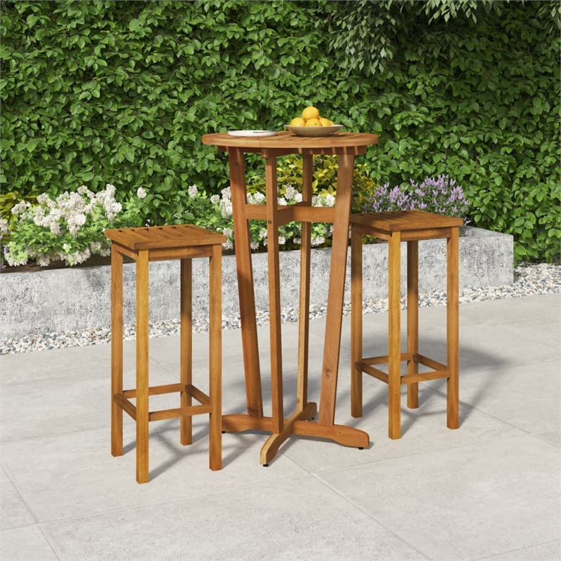 vidaXL Solid Acacia Wood Medium Bar Set in Brown