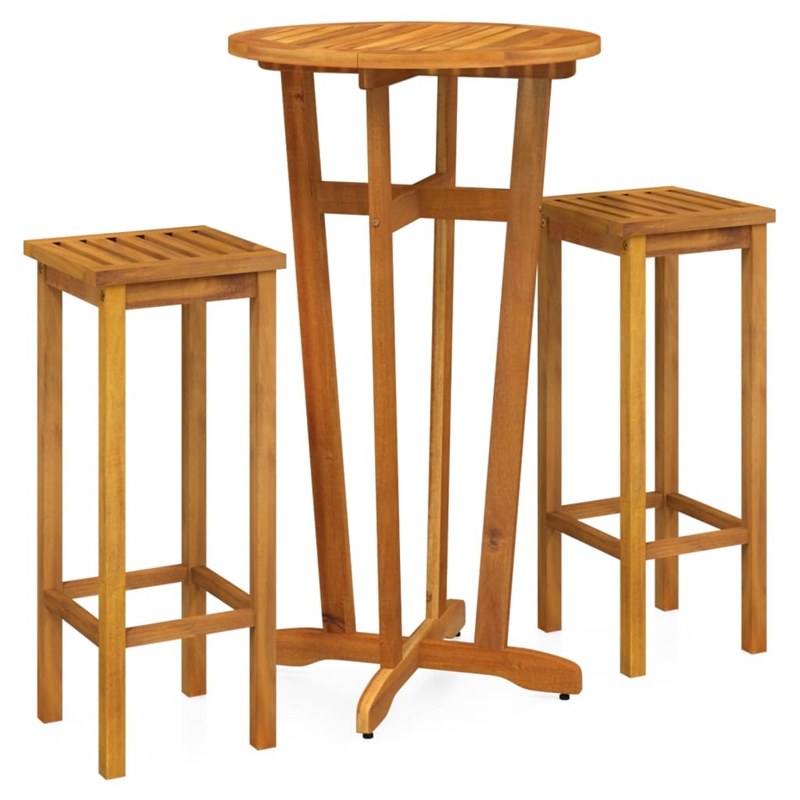 vidaXL Solid Acacia Wood Medium Bar Set in Brown