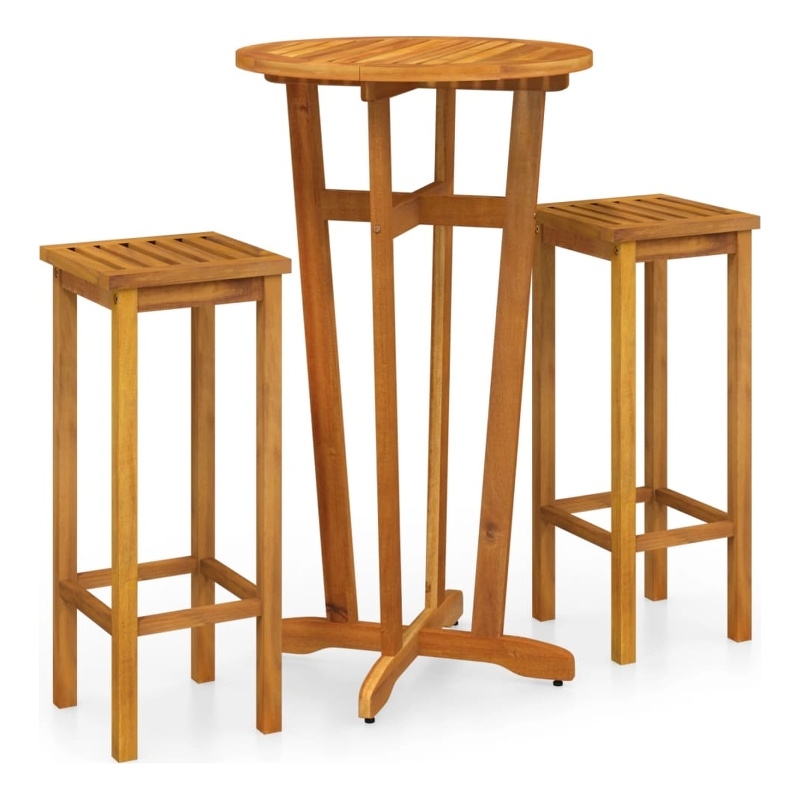 vidaXL Solid Acacia Wood Medium Bar Set in Brown
