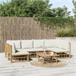 vidaXL 7 Piece Bamboo Large Garden Lounge Set in White/Cream