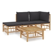 vidaXL 4 Piece Bamboo Garden Lounge Set in Gray/Natural