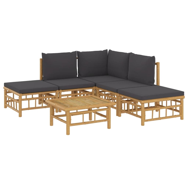 vidaXL 6 Piece Bamboo Medium Garden Lounge Set in Gray