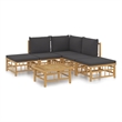 vidaXL 6 Piece Bamboo Medium Garden Lounge Set in Gray