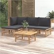 vidaXL 5 Piece Bamboo Garden Lounge Set in Gray/Natural