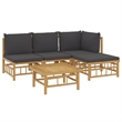 vidaXL 5 Piece Bamboo Garden Lounge Set in Gray/Natural