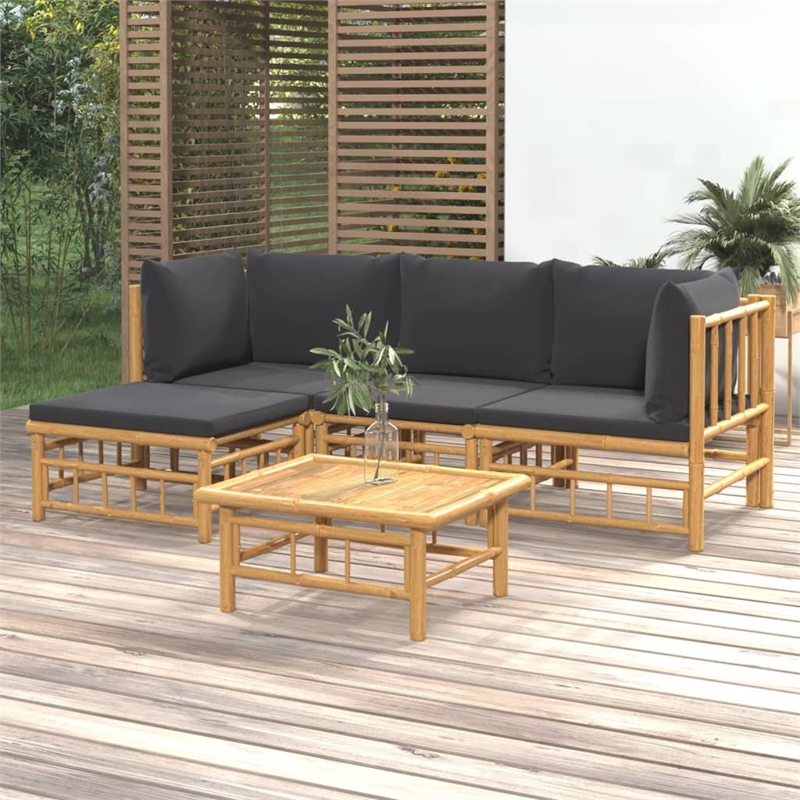 vidaXL 5 Piece Bamboo Garden Lounge Set in Natural