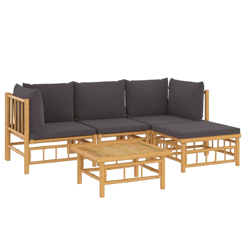vidaXL 5 Piece Bamboo Garden Lounge Set in Natural
