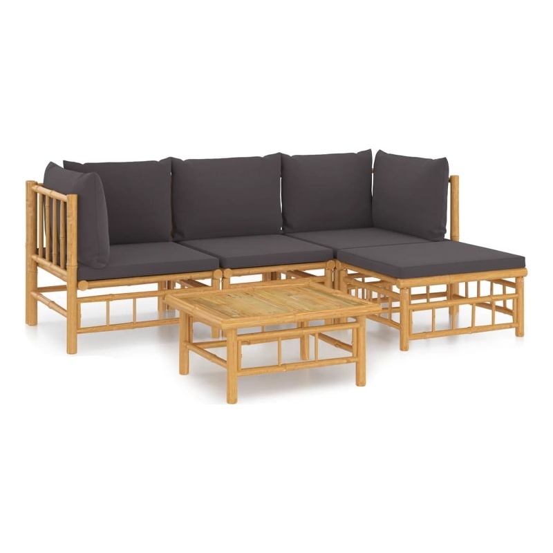 vidaXL 5 Piece Bamboo Garden Lounge Set in Natural