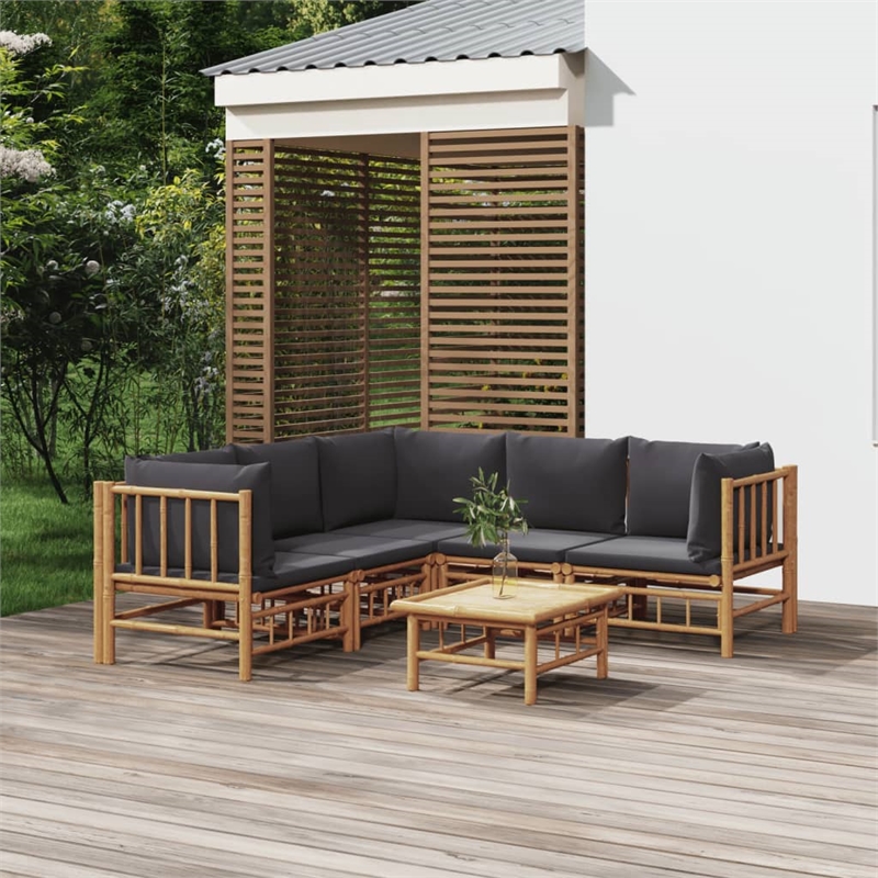 vidaXL 6 Piece Bamboo Garden Lounge Set in Gray