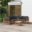 vidaXL 6 Piece Bamboo Garden Lounge Set in Gray