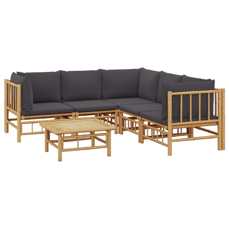 vidaXL 6 Piece Bamboo Garden Lounge Set in Gray