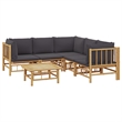 vidaXL 6 Piece Bamboo Garden Lounge Set in Gray