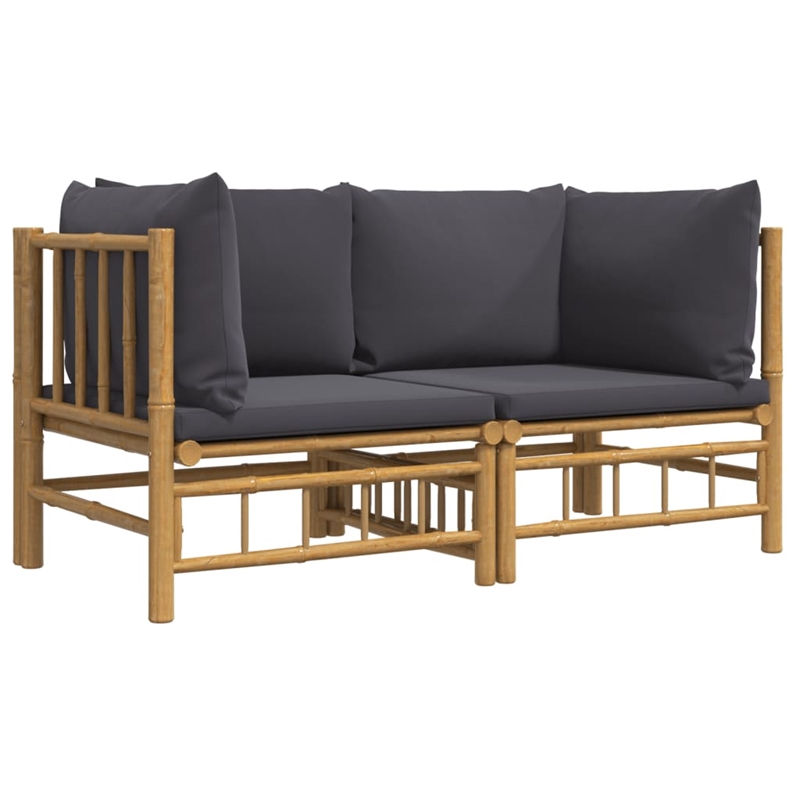 vidaXL Bamboo Medium Sofa in Gray