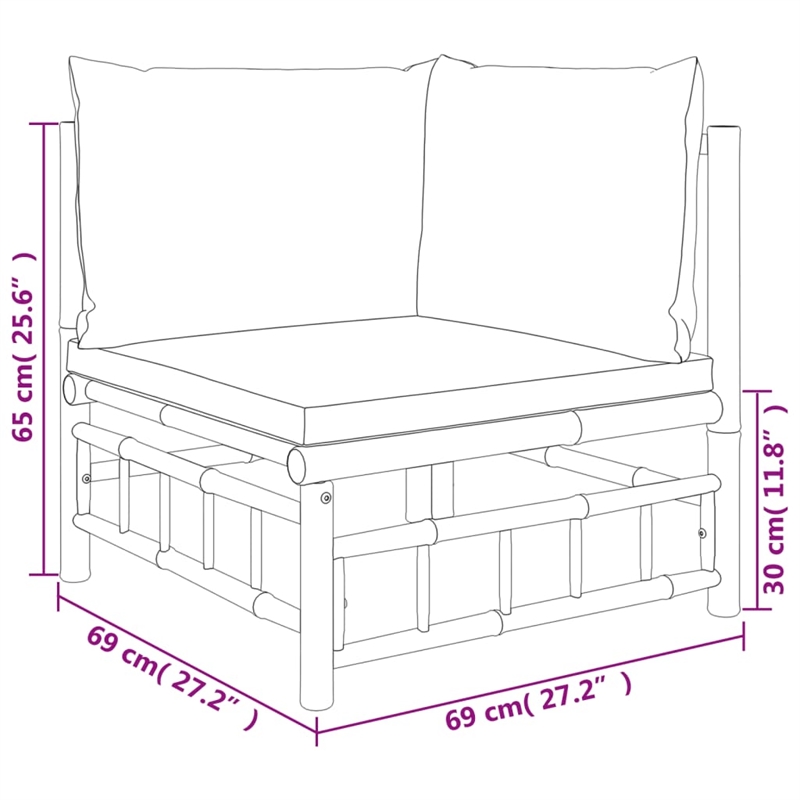 vidaXL Bamboo Medium Sofa in Gray