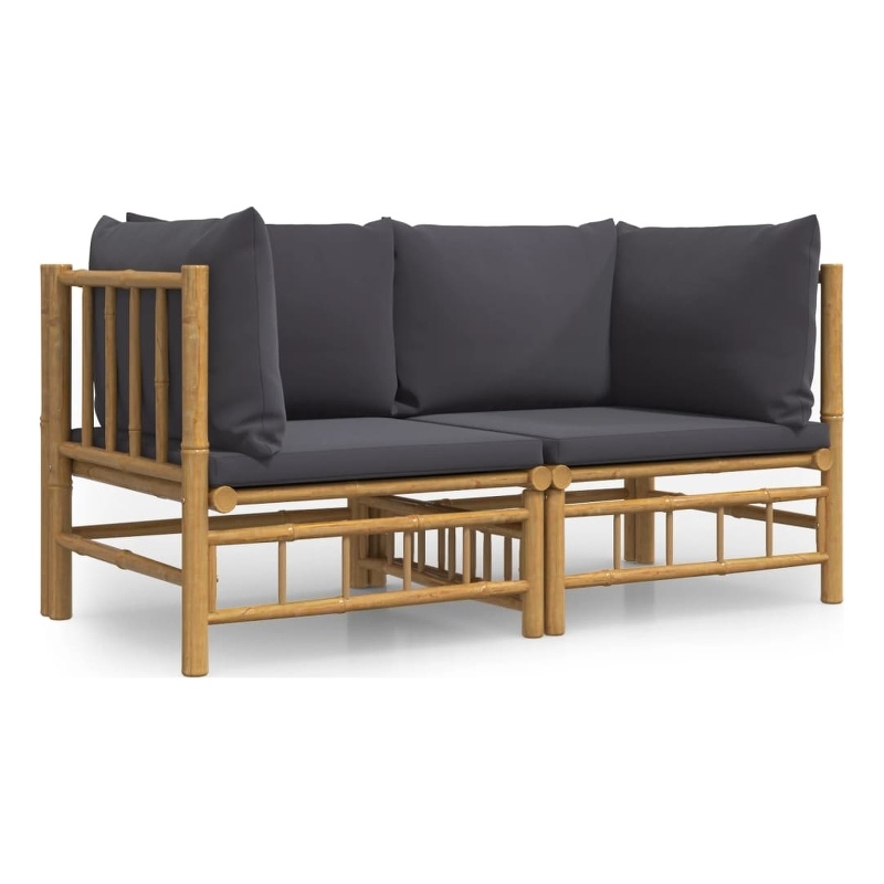 vidaXL Bamboo Medium Sofa in Gray