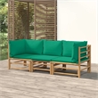 vidaXL 3 Piece Bamboo Small Garden Lounge Set in Green/Natural