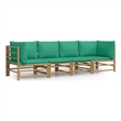 vidaXL 4 Piece Bamboo Garden Lounge Set in Green/Natural