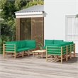 vidaXL 9 Piece Bamboo Garden Lounge Set in Green/Natural