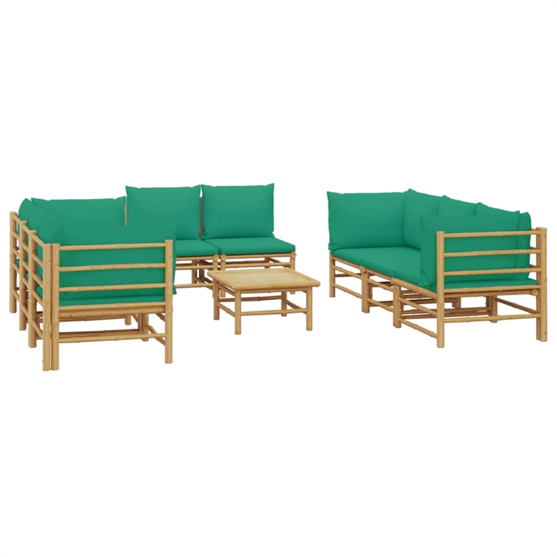 vidaXL 9 Piece Bamboo Garden Lounge Set in Green/Natural