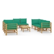 vidaXL 9 Piece Bamboo Garden Lounge Set in Green/Natural