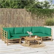 vidaXL 7 Piece Bamboo Garden Lounge Set in Green/Natural