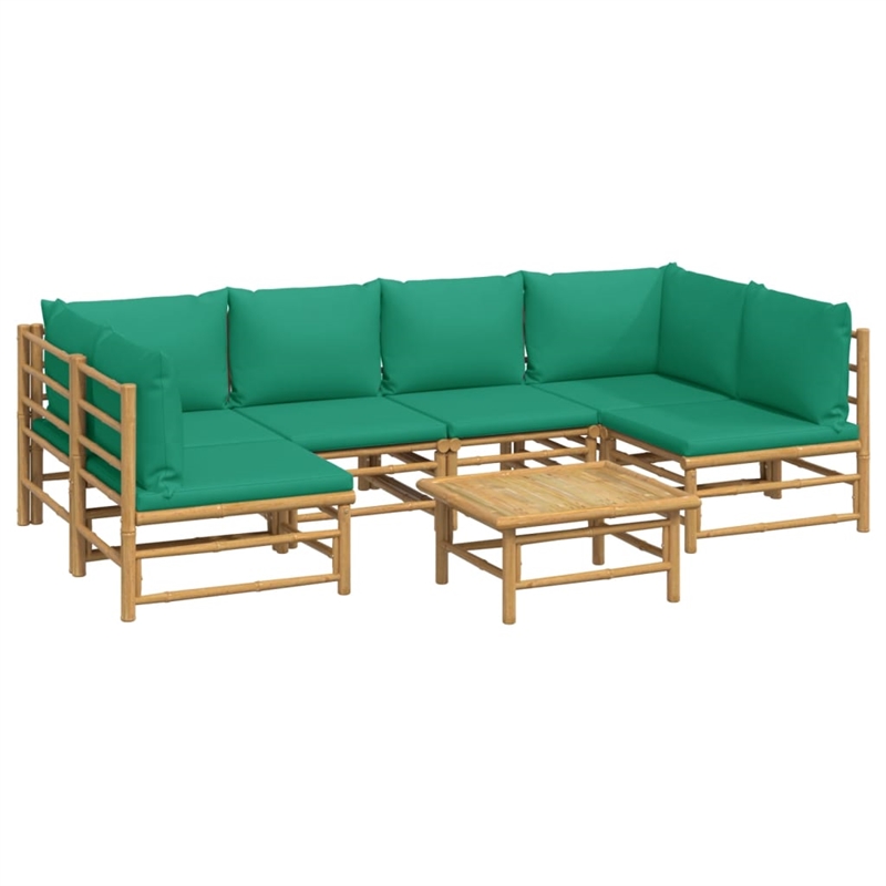 vidaXL 7 Piece Bamboo Garden Lounge Set in Green/Natural
