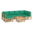 vidaXL 7 Piece Bamboo Garden Lounge Set in Green/Natural