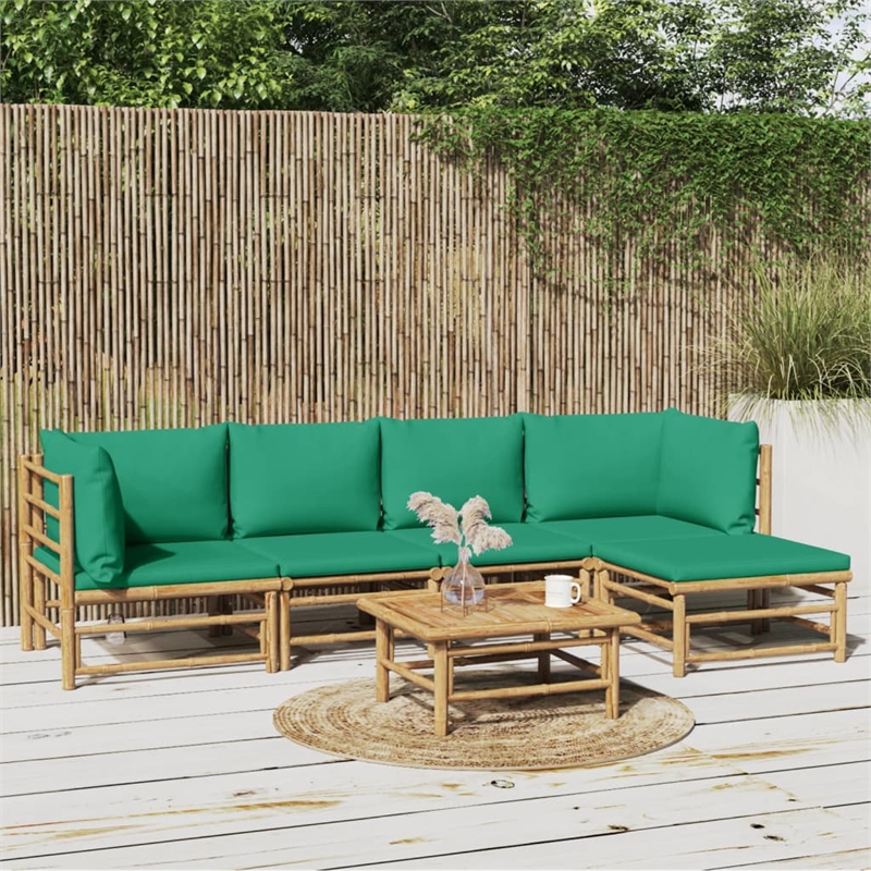 vidaXL 6 Piece Bamboo Small Garden Lounge Set in Natural